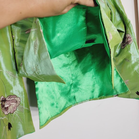 Laogudai Women's Green Floral Embroidered Long Sleeve Kimono Jacket Size Large - Picture 4 of 11